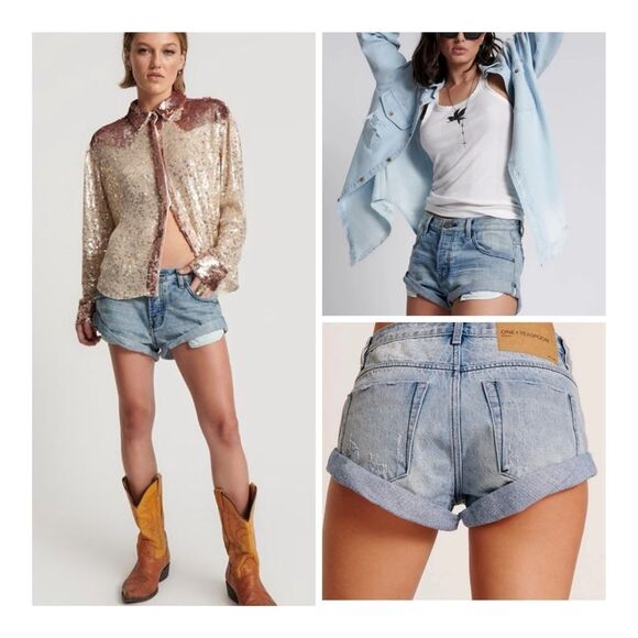 One x Teaspoon Salty Dog Bandit Denim Shorts 32 - Picture 1 of 12